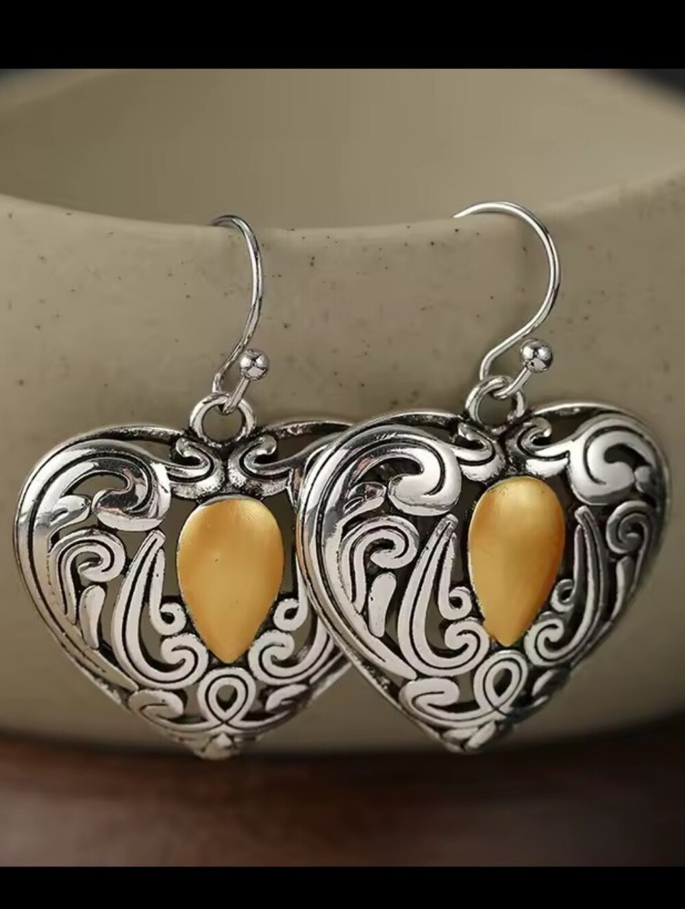 Vintage Earrings Heart Silver Women's Gold Jewelry New G34